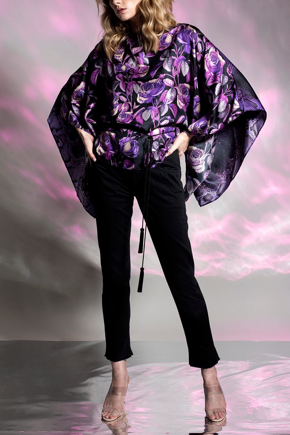 ROBERTO CAVALLI-Poncho Blouse with Belt-