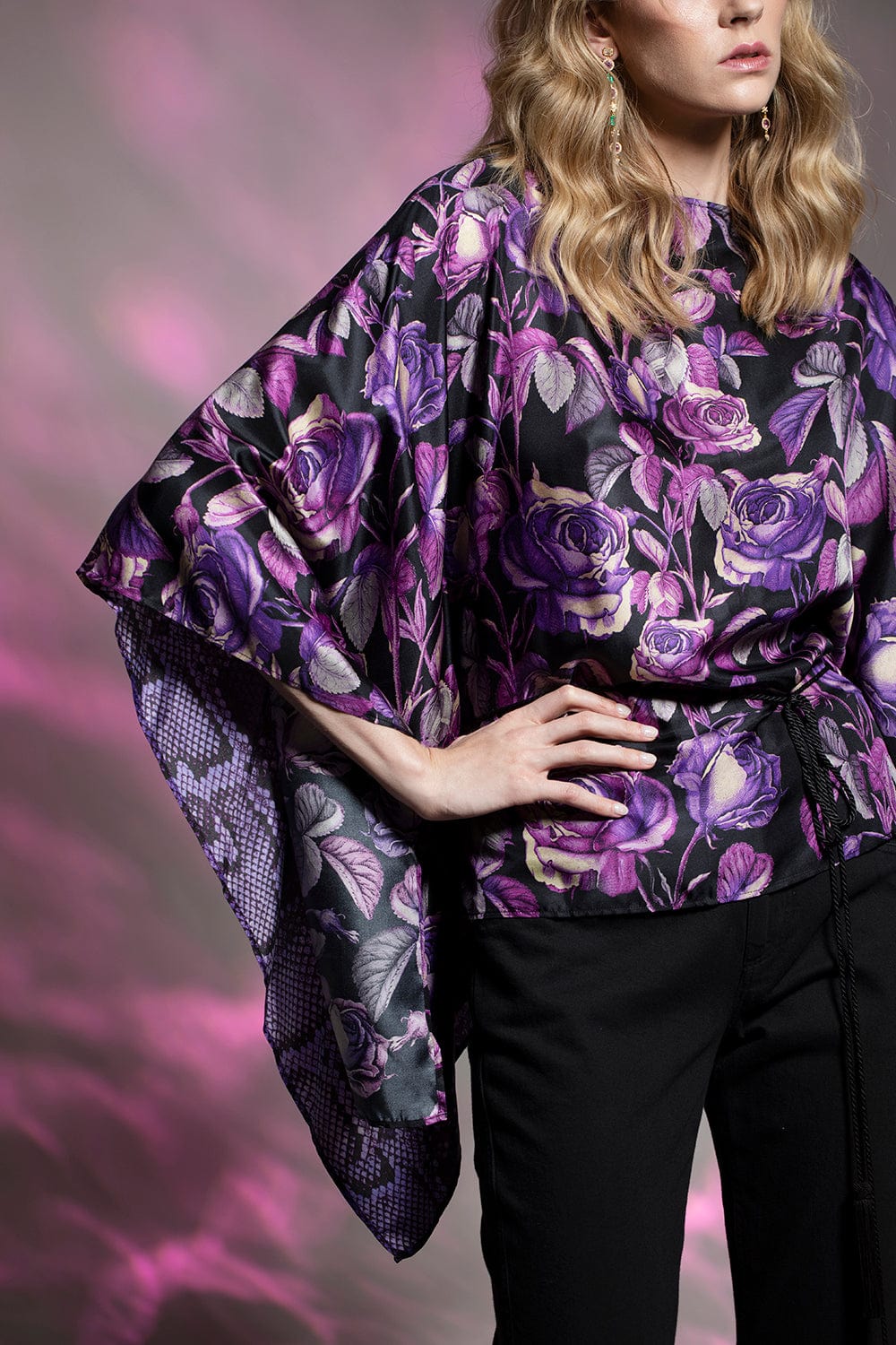 ROBERTO CAVALLI-Poncho Blouse with Belt-