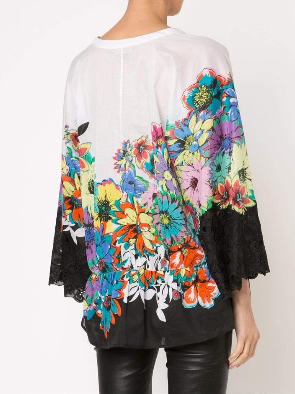 ROBERTO CAVALLI-Flower Power Lace Trim Shirt-
