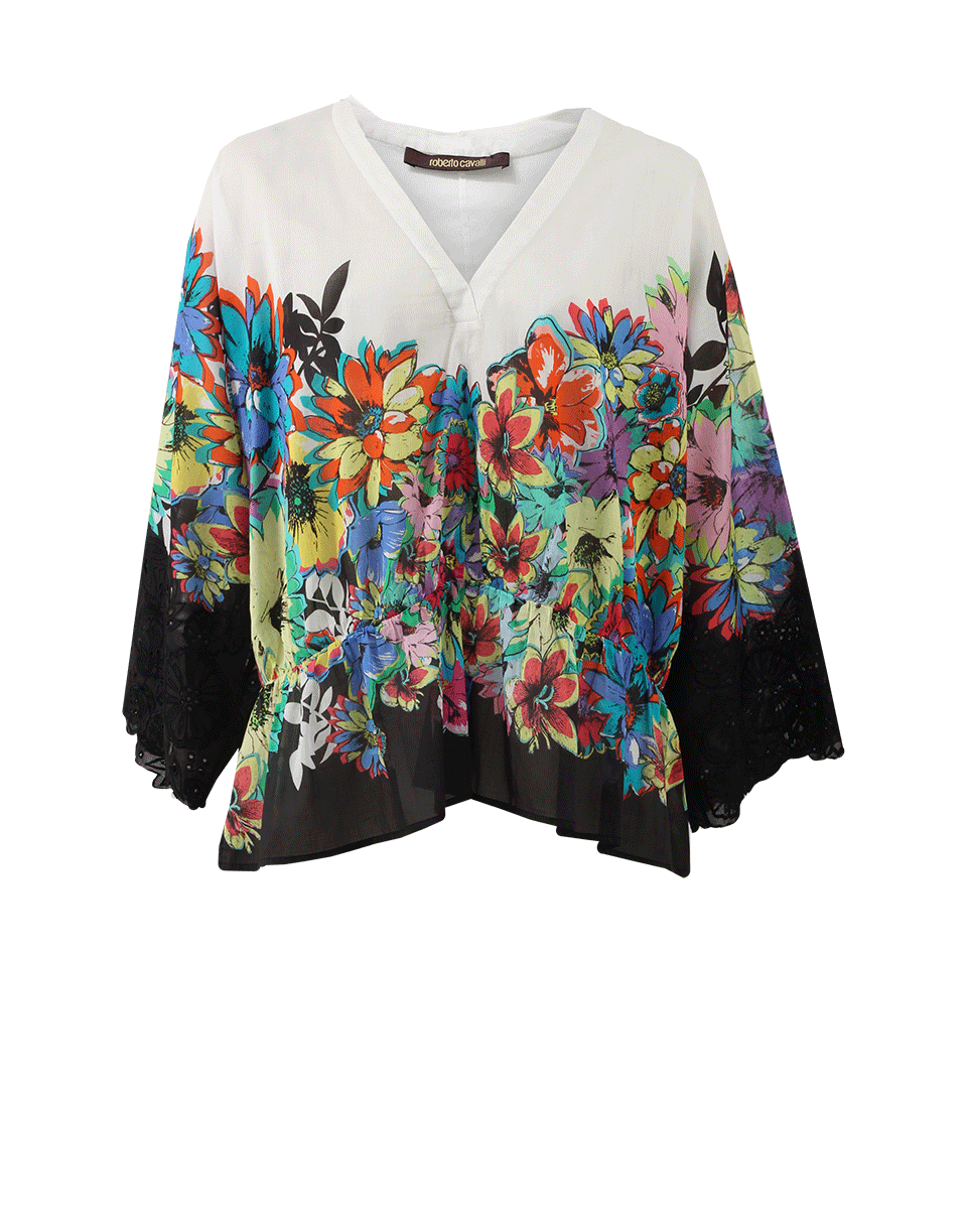 ROBERTO CAVALLI-Flower Power Lace Trim Shirt-