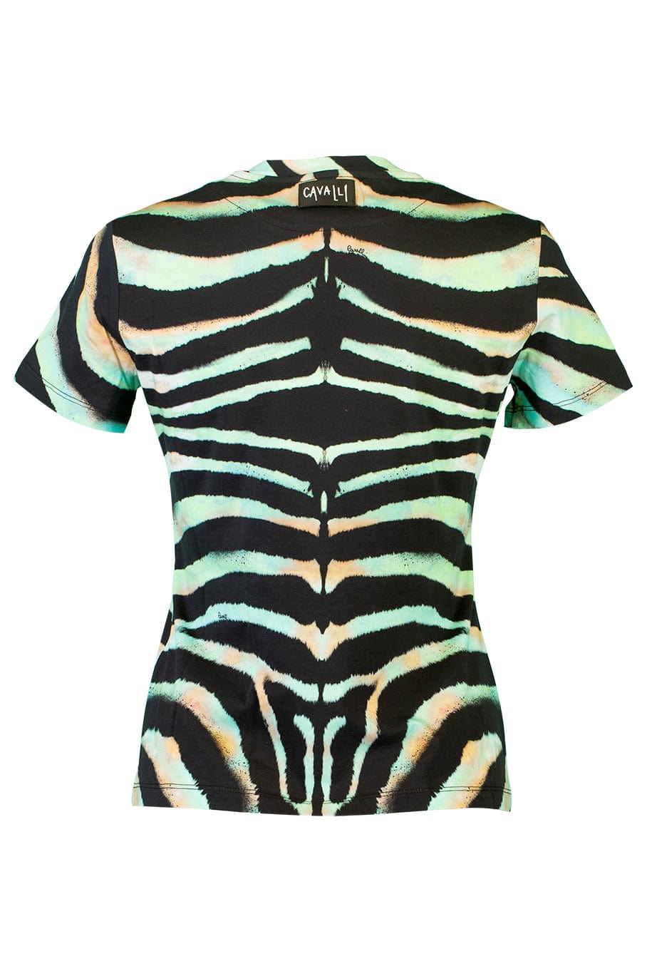 ROBERTO CAVALLI-Short Sleeve Printed Fitted T Shirt-