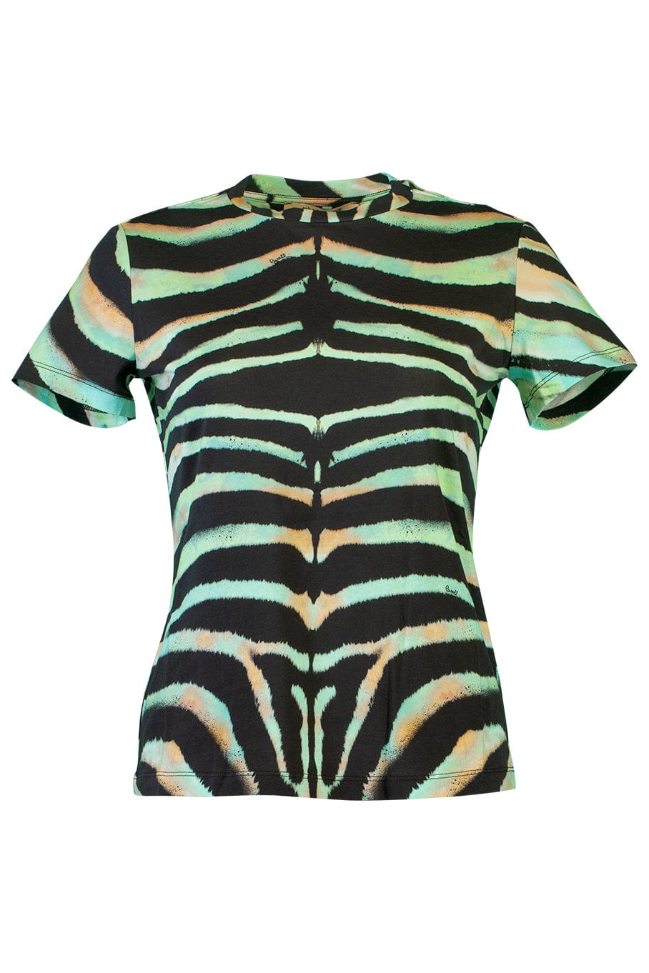 ROBERTO CAVALLI-Short Sleeve Printed Fitted T Shirt-