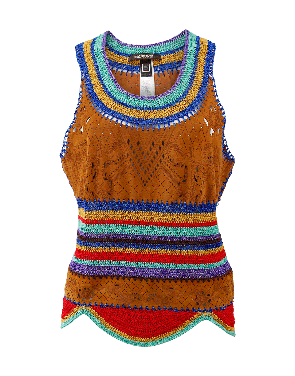 ROBERTO CAVALLI-Suede Knit Tank Top-