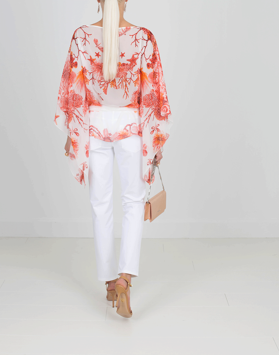 ROBERTO CAVALLI-Coral Reef Print Caftan Top-