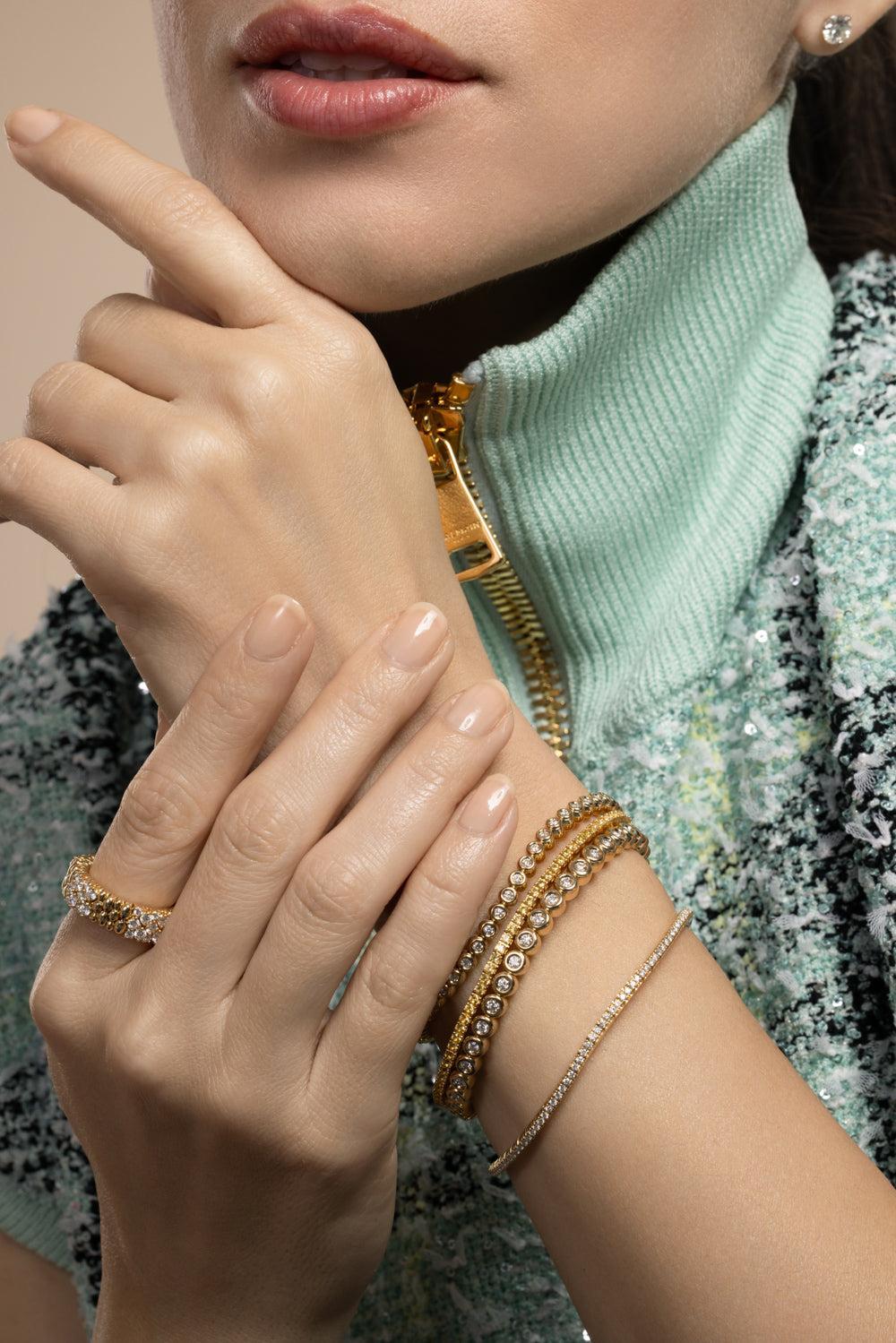 Yellow Sapphire Extensible Stretch Bracelet-YELLOW GOLD-JEWELRYFINE JEWELBRACELET O-ROBERTO DEMEGLIO