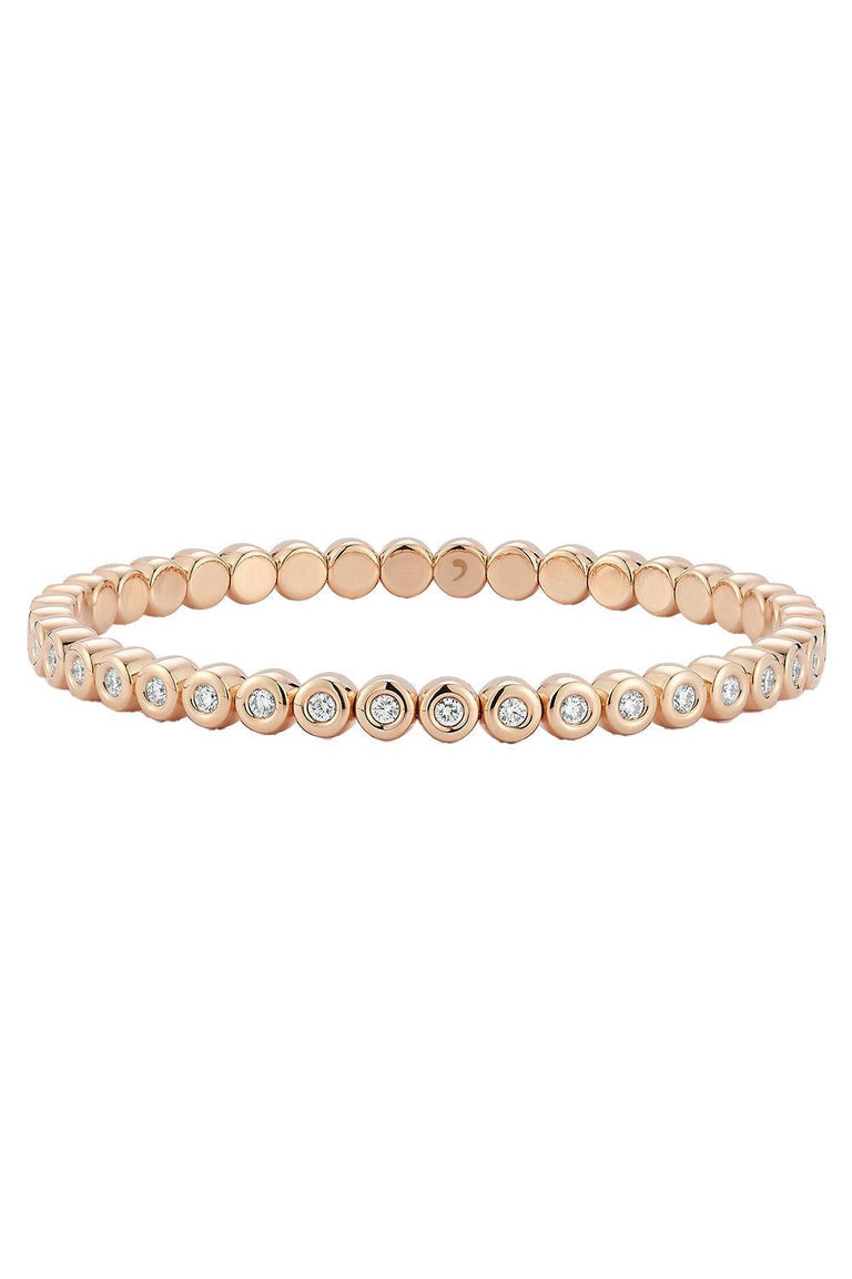 Diamond Bezel Stretch Tennis Bracelet - Rose Gold