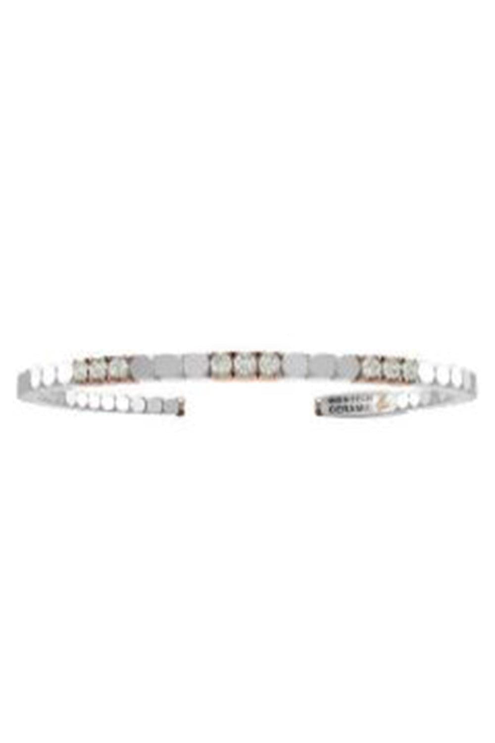 Diamond Nine Section White Dado Stretch Bracelet-ROSE GOLD-JEWELRYFINE JEWELBRACELET O-ROBERTO DEMEGLIO