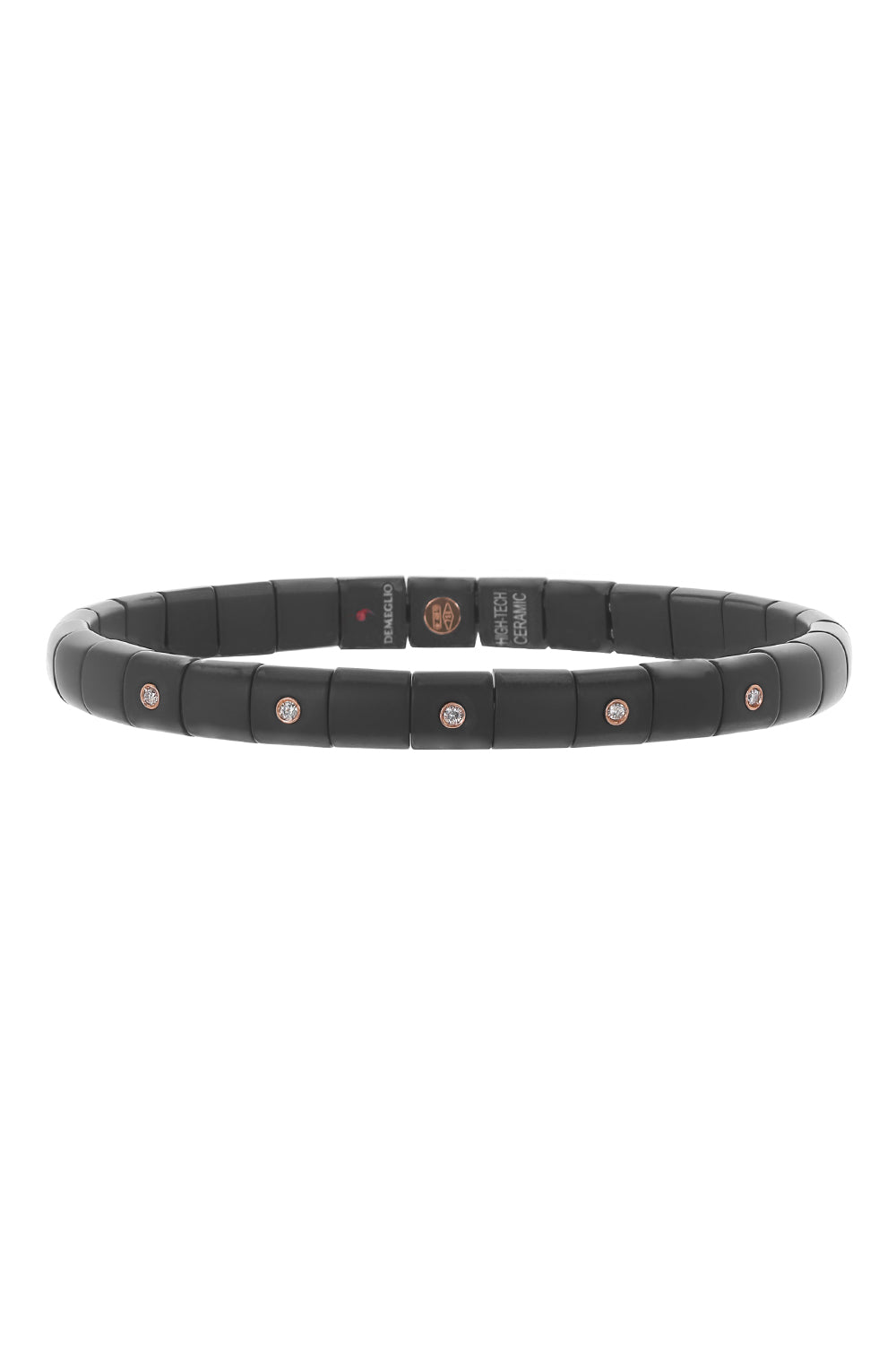 Five Champagne Diamond Bezel Pura Stretch Bracelet-ROSE GOLD-JEWELRYFINE JEWELBRACELET O-ROBERTO DEMEGLIO