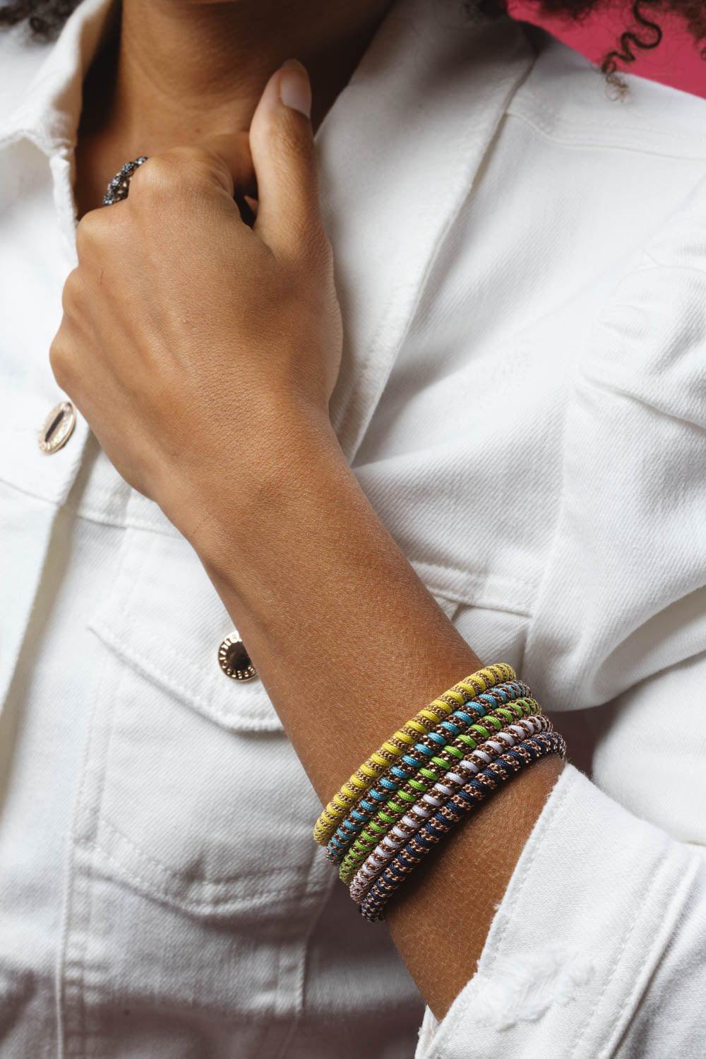 ROBERTO DEMEGLIO-Green Nautical Gio Bracelet-ROSE GOLD