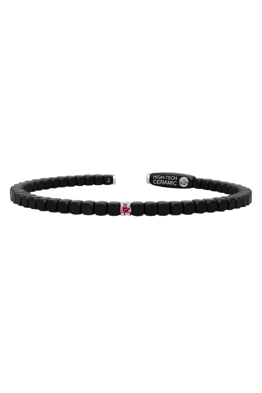 One Pink Sapphire Matte Black Dado Bangle Bracelet-ROSE GOLD-JEWELRYFINE JEWELBRACELET O-ROBERTO DEMEGLIO