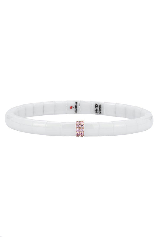 Pink Sapphire Two Bar White Stretch Bracelet-ROSE GOLD-JEWELRYFINE JEWELBRACELET O-ROBERTO DEMEGLIO