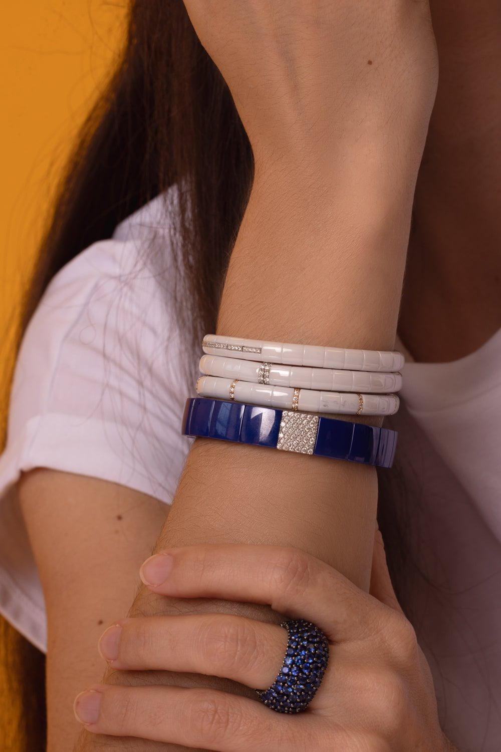 ROBERTO DEMEGLIO-Pura White Ceramic Stretch Bracelet-