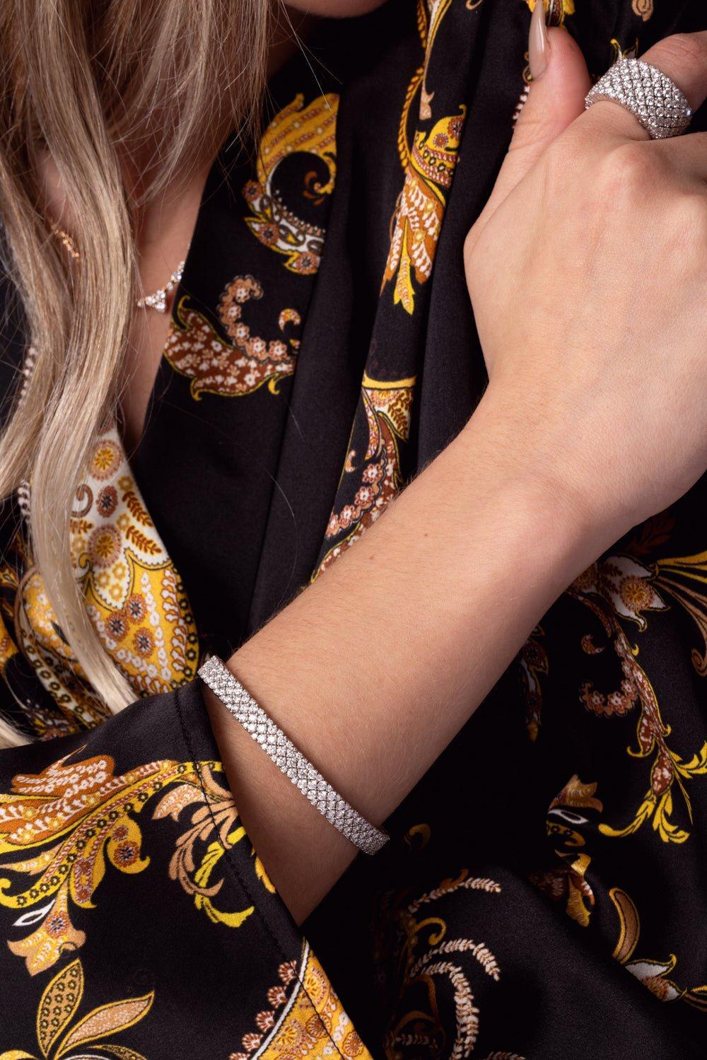 ROBERTO DEMEGLIO-2 Row Diamond Stretch Bracelet-WHITE GOLD