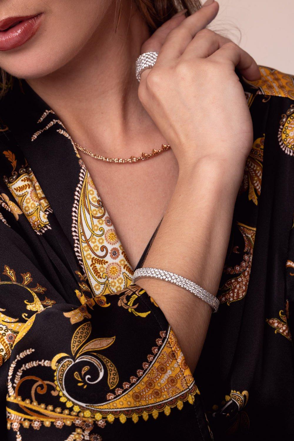 ROBERTO DEMEGLIO-2 Row Diamond Stretch Bracelet-WHITE GOLD