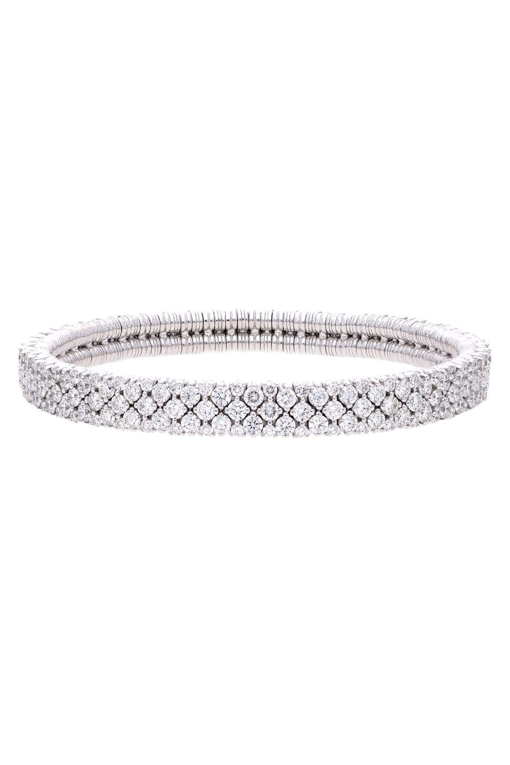 ROBERTO DEMEGLIO-2 Row Diamond Stretch Bracelet-WHITE GOLD
