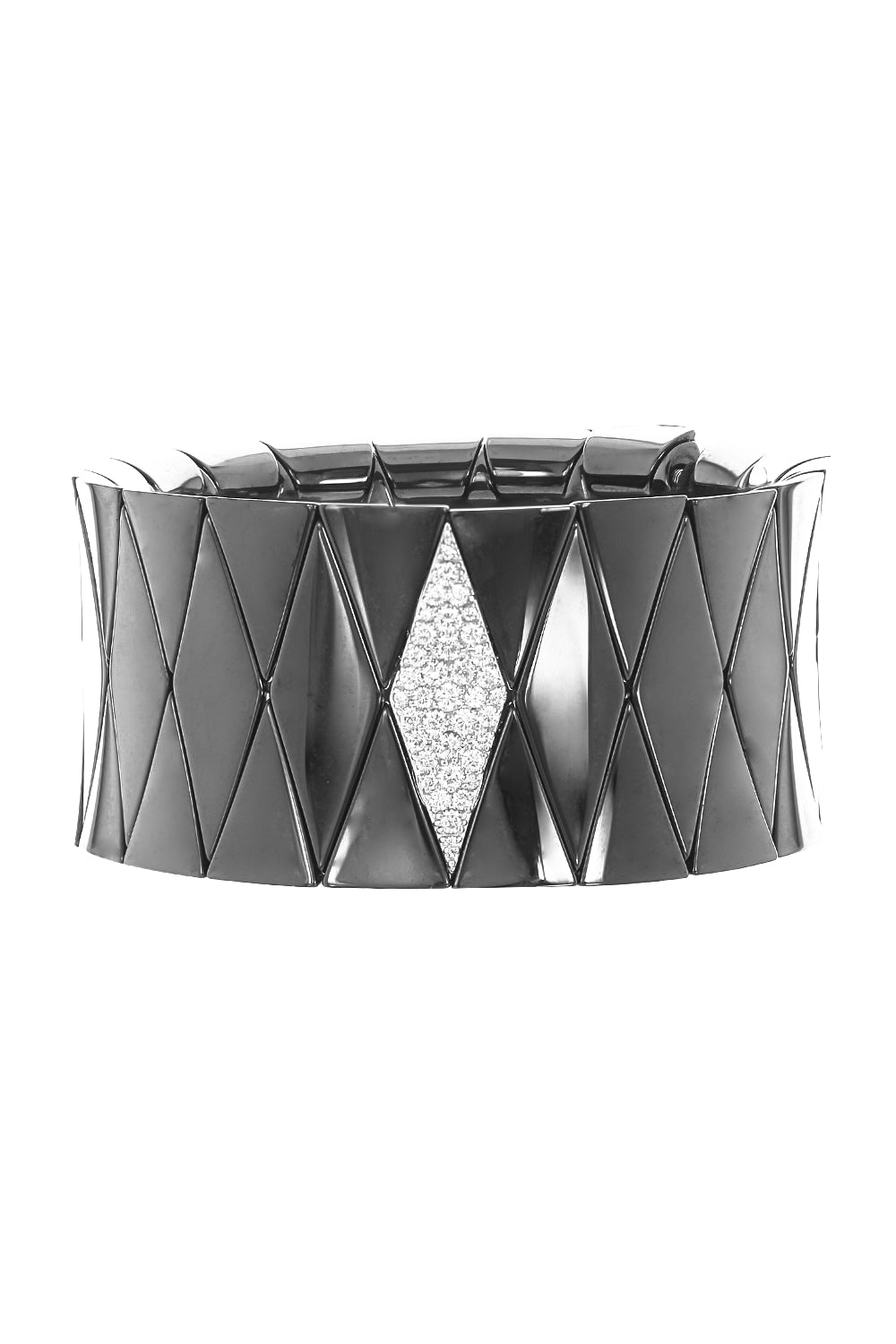 Black Ceramic Diamond Diva Bracelet-WHITE GOLD-JEWELRYFINE JEWELBRACELET O-ROBERTO DEMEGLIO
