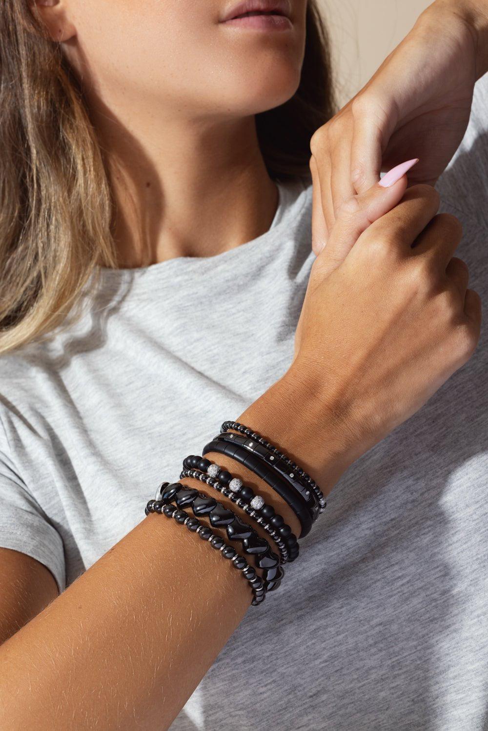 ROBERTO DEMEGLIO-Black Ceramic Diamond Rondelle Sfera Bracelet-WHITE GOLD