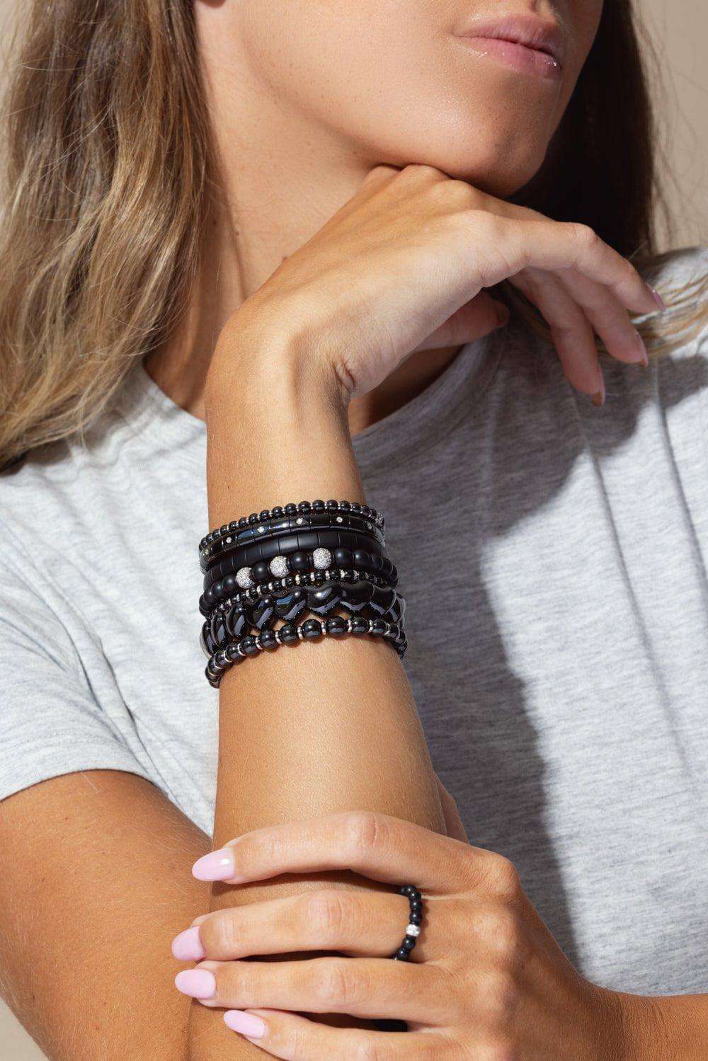 ROBERTO DEMEGLIO-Black Ceramic Diamond Sfera Bracelet-WHITE GOLD