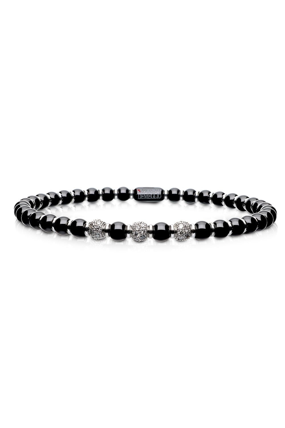 ROBERTO DEMEGLIO-Black Ceramic Diamond Sfera Bracelet-WHITE GOLD