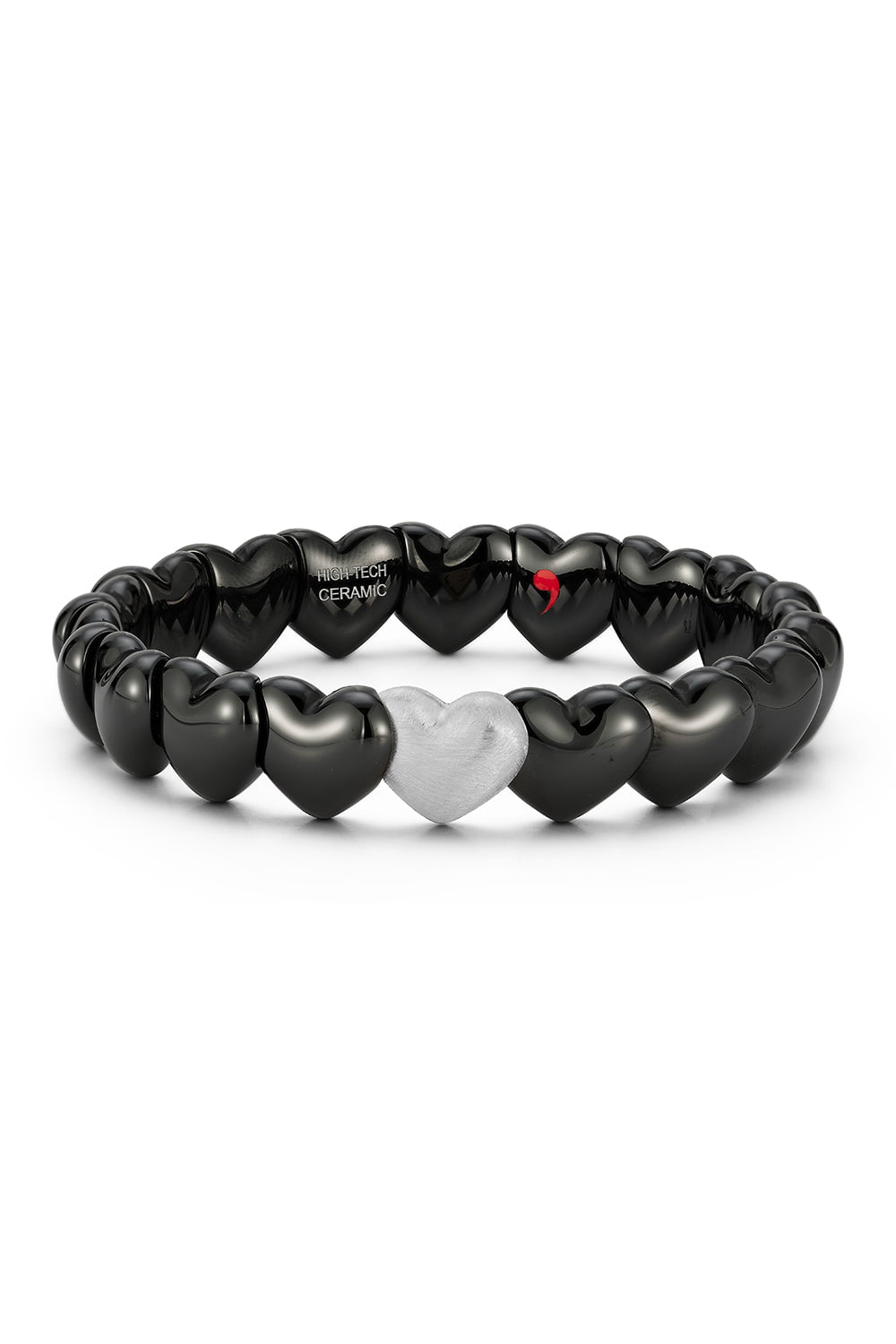 ROBERTO DEMEGLIO-Black Ceramic Matte Heart Bracelet-WHITE GOLD