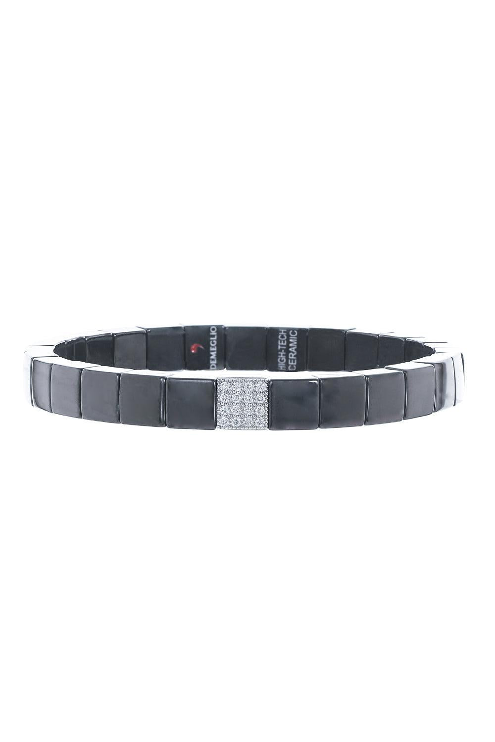 Black Ceramic Scacco Bracelet-WHITE GOLD-JEWELRYFINE JEWELBRACELET O-ROBERTO DEMEGLIO