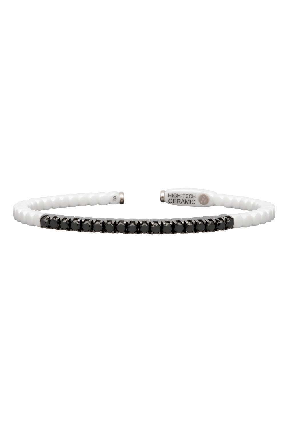 Black Diamond Dado Ceramic Bangle Bracelet-WHITE GOLD-JEWELRYFINE JEWELBRACELET O-ROBERTO DEMEGLIO