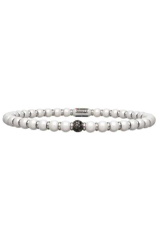 Black Diamond White Ceramic Sfera Bracelet-WHITE GOLD-JEWELRYFINE JEWELBRACELET O-ROBERTO DEMEGLIO