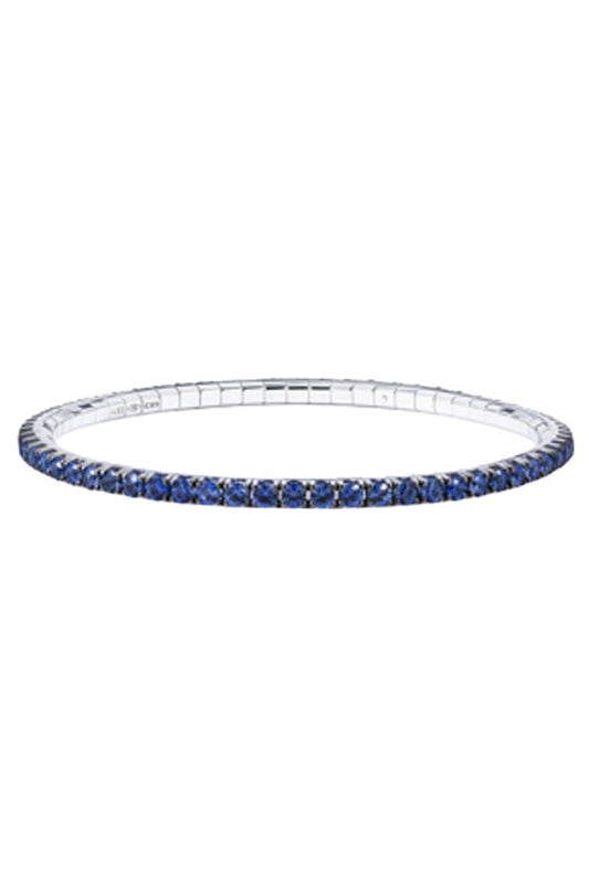 Blue Sapphire Tennis Stretch Bracelet-WHITE GOLD-JEWELRYFINE JEWELBRACELET O-ROBERTO DEMEGLIO
