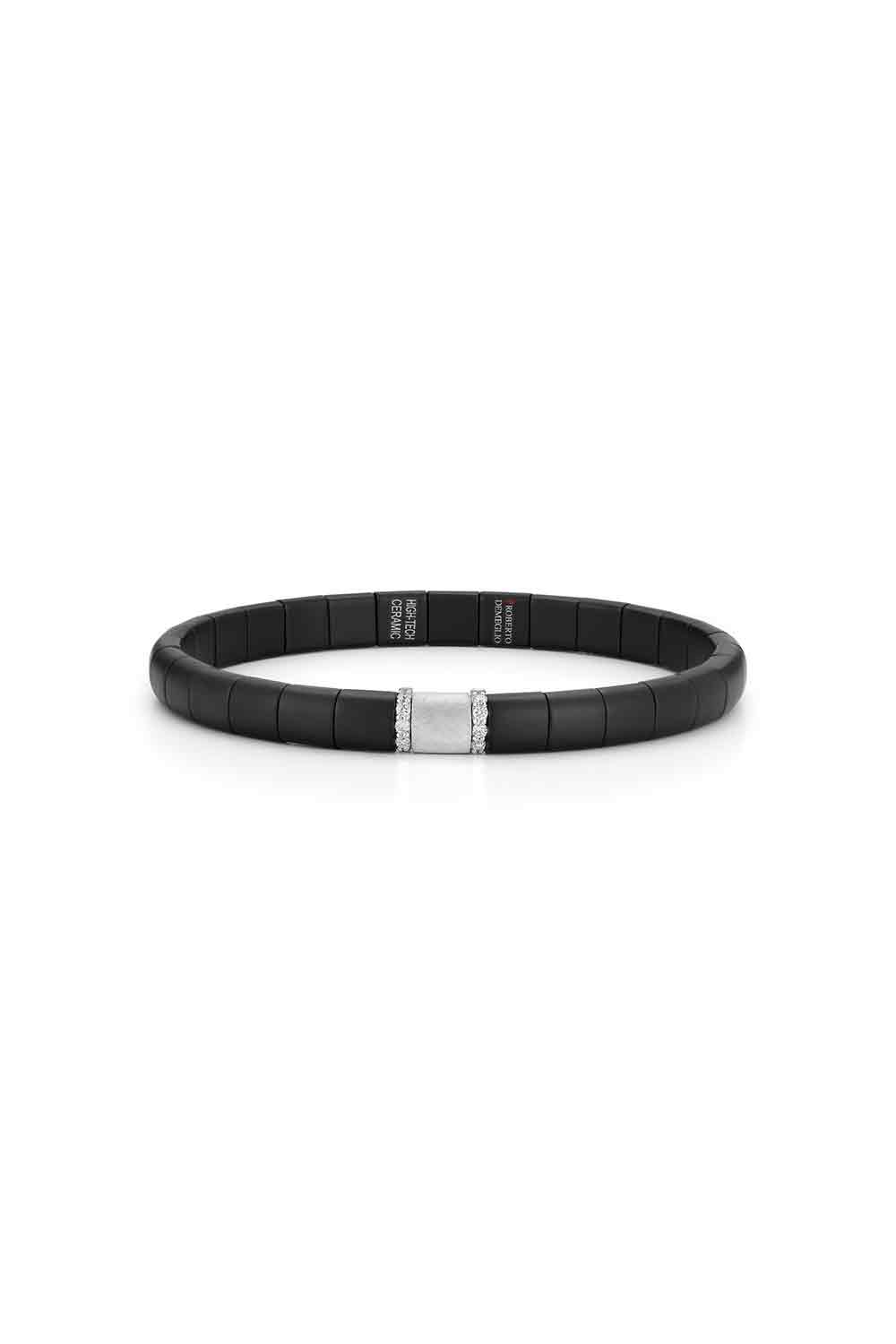 Diamond Bar Link Matte Black Pura Bracelet-WHITE GOLD-JEWELRYFINE JEWELBRACELET O-ROBERTO DEMEGLIO
