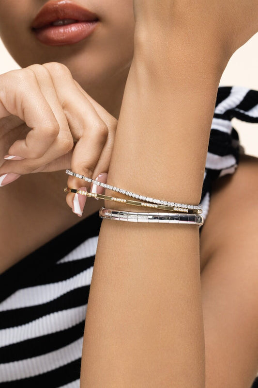 Diamond Extensible Stretch Tennis Bracelet - White Gold
