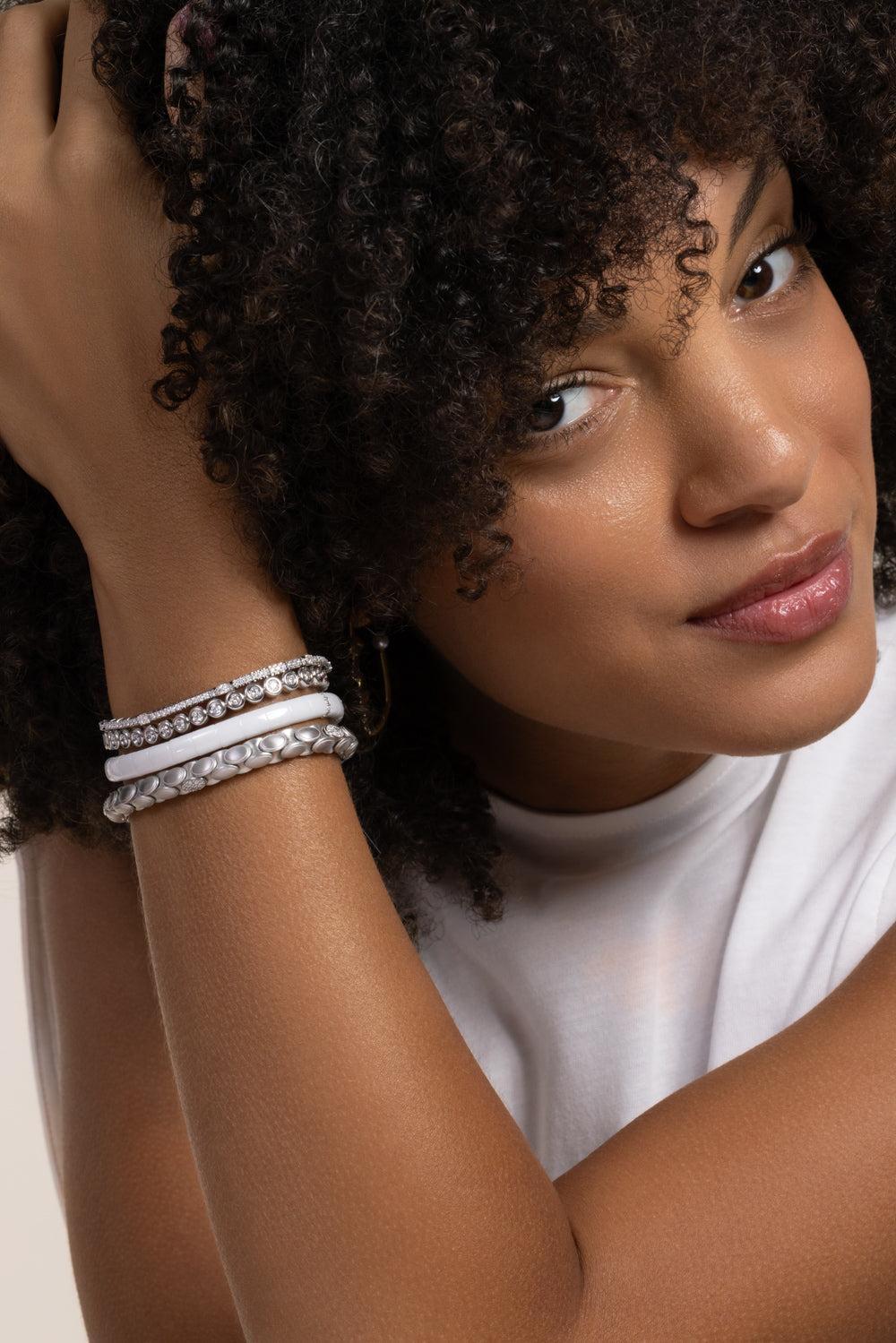Multishaped Diamond Extensible Tennis Bracelet-WHITE GOLD-JEWELRYFINE JEWELBRACELET O-ROBERTO DEMEGLIO