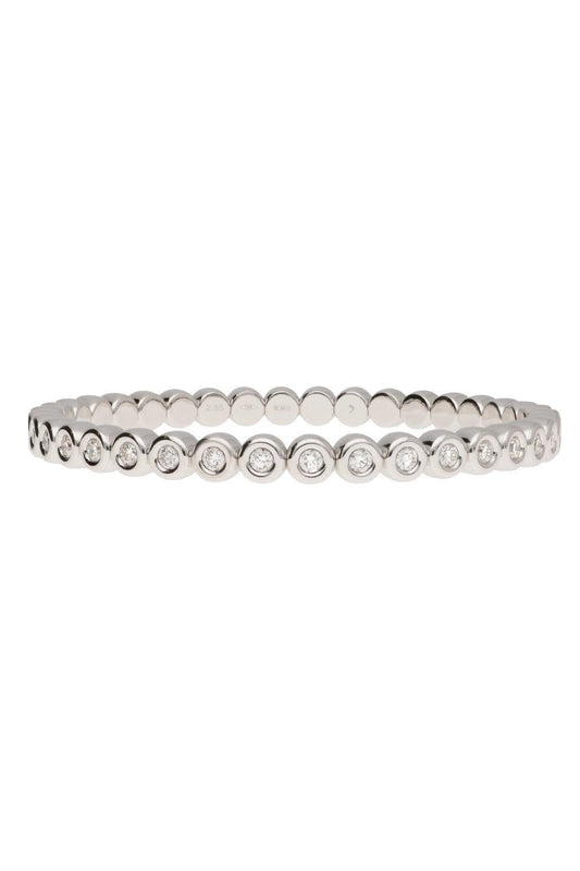 Diamond Bezel Stretch Tennis Bracelet-WHITE GOLD-JEWELRYFINE JEWELBRACELET O-ROBERTO DEMEGLIO