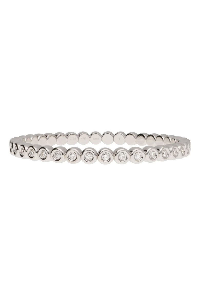 Diamond Bezel Stretch Tennis Bracelet - White Gold