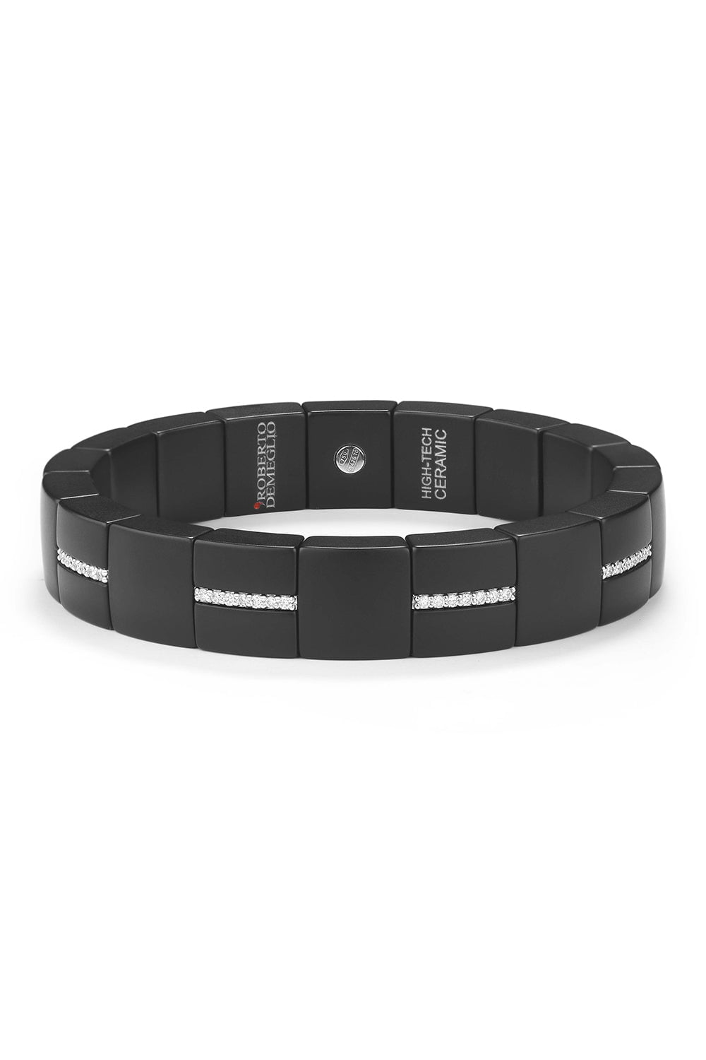 ROBERTO DEMEGLIO-Domino Luce Black Ceramic Stretch Bracelet-WHITE GOLD
