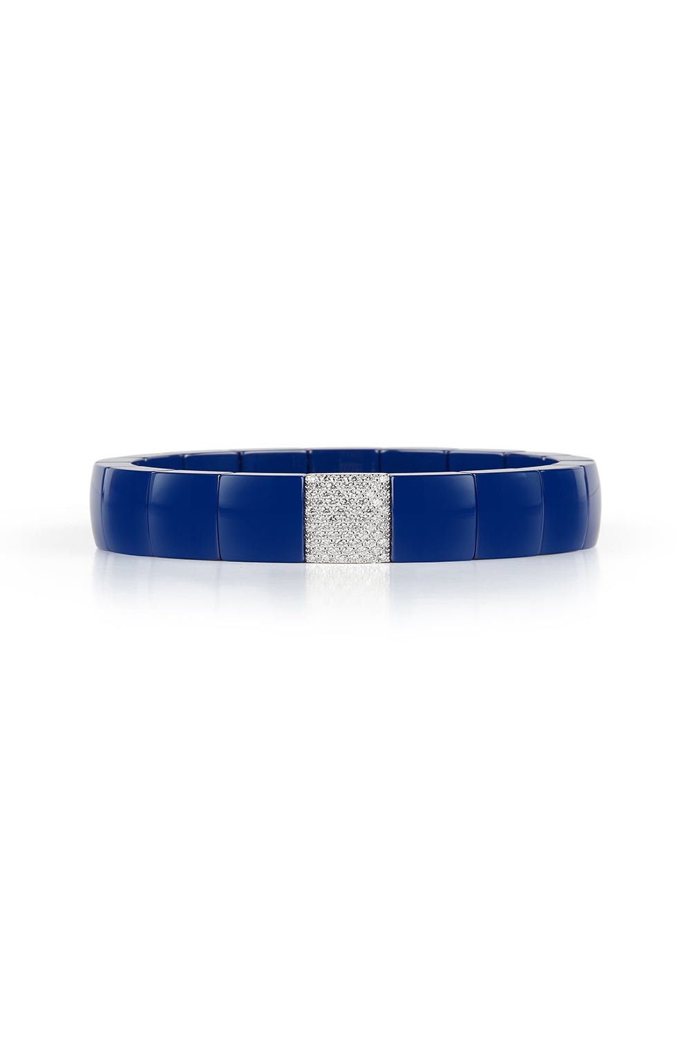 ROBERTO DEMEGLIO-Domino Square Blue Ceramic Stretch Bracelet-WHITE GOLD