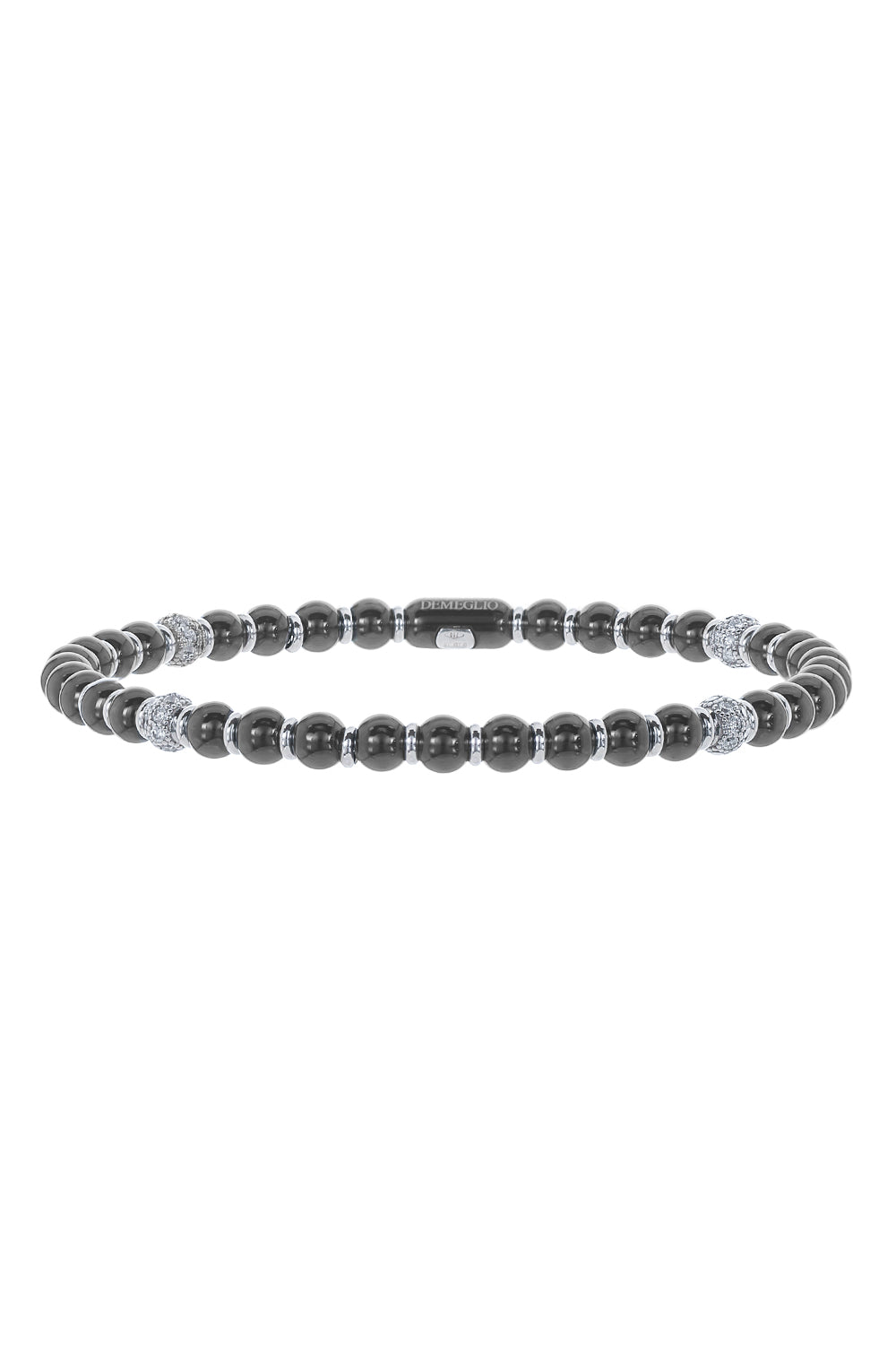 Four Diamond Bead Rondelle Sfera Stretch Bracelet-WHITE GOLD-JEWELRYFINE JEWELBRACELET O-ROBERTO DEMEGLIO