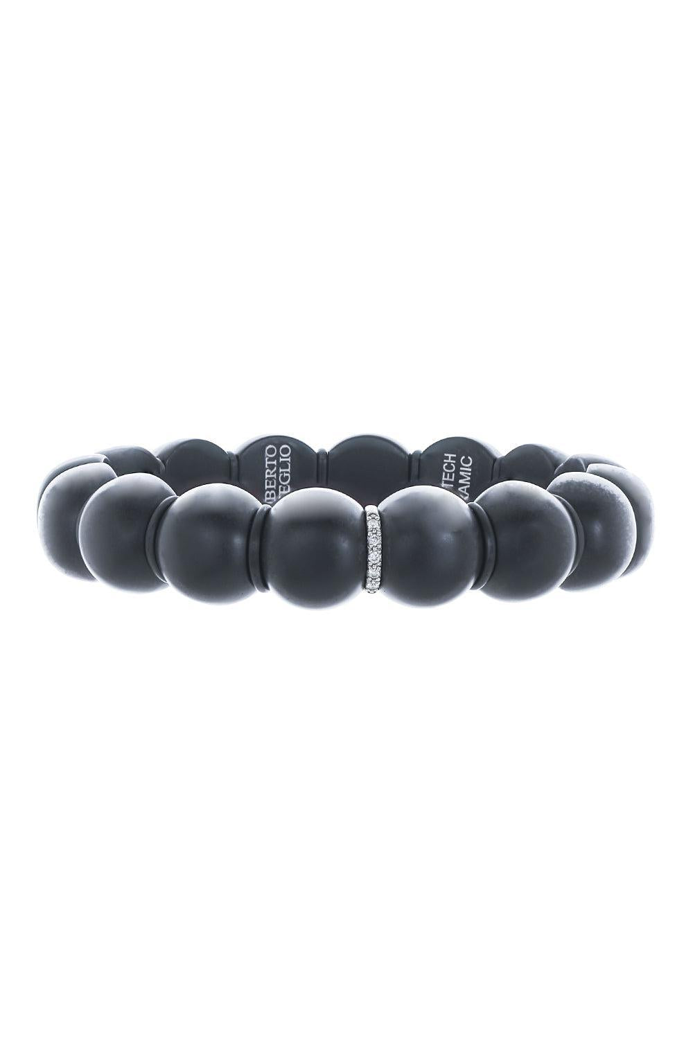 Matte Black Ceramic Diamond Bar Dama Bracelet-WHITE GOLD-JEWELRYFINE JEWELBRACELET O-ROBERTO DEMEGLIO