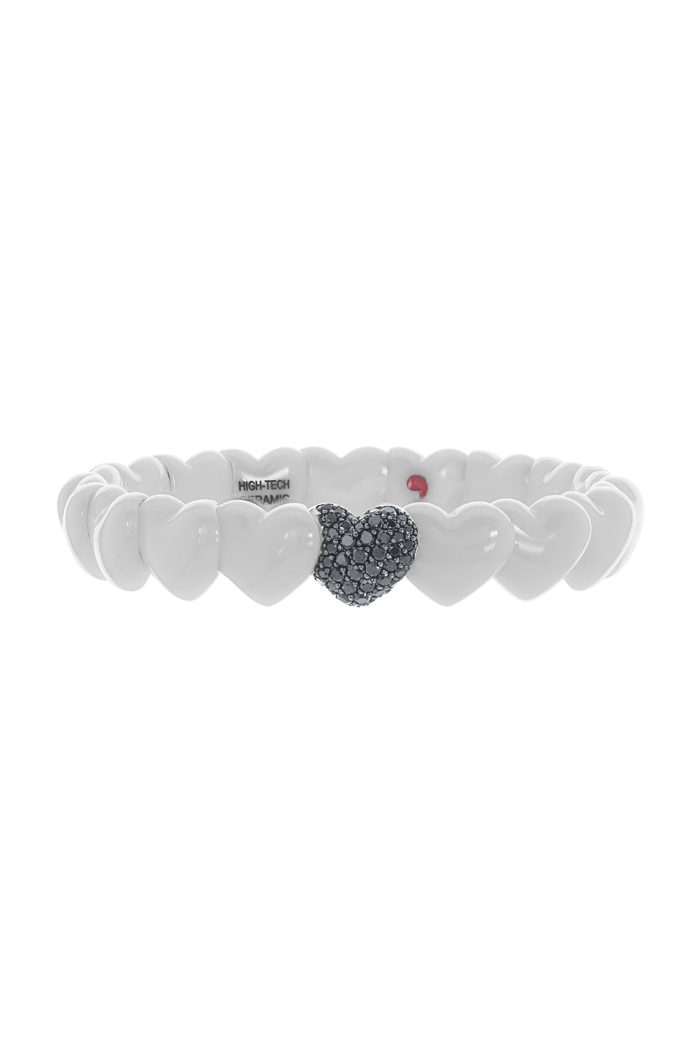 Matte Black Ceramic Diamond Pave Heart Bracelet-WHITE GOLD-JEWELRYFINE JEWELBRACELET O-ROBERTO DEMEGLIO