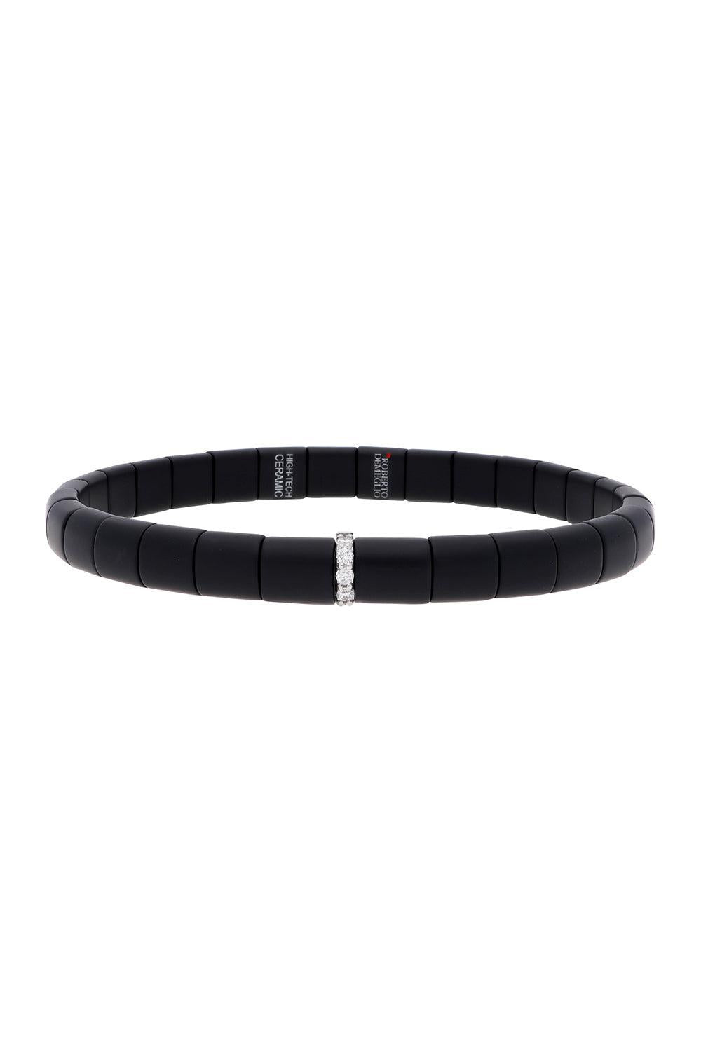 Matte Black Ceramic Diamond Pura Bracelet-WHITE GOLD-JEWELRYFINE JEWELBRACELET O-ROBERTO DEMEGLIO