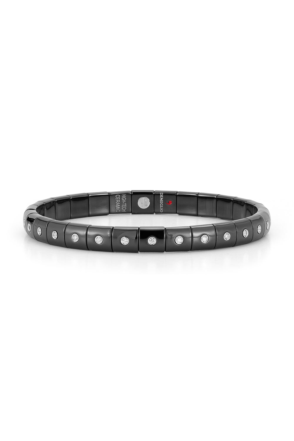 Matte Black Ceramic Eternity Diamond Bezel Pura Bracelet-WHITE GOLD-JEWELRYFINE JEWELBRACELET O-ROBERTO DEMEGLIO