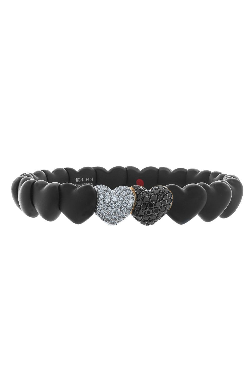 ROBERTO DEMEGLIO-Matte Black Ceramic Heart Bracelet-WHITE GOLD