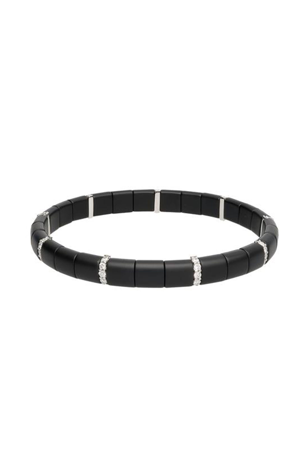 Matte Black Ceramic Nine Diamond Pura Bracelet-WHITE GOLD-JEWELRYFINE JEWELBRACELET O-ROBERTO DEMEGLIO