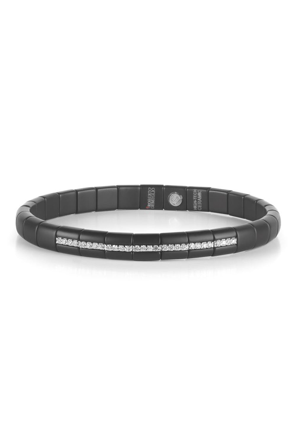 Matte Black Ceramic Seven Diamond Pura Bracelet-WHITE GOLD-JEWELRYFINE JEWELBRACELET O-ROBERTO DEMEGLIO