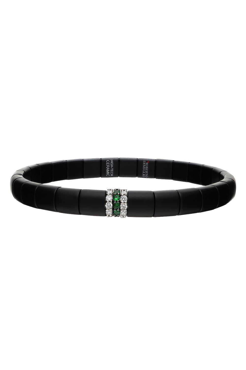 Matte Black Ceramic Tsavorite Diamond Pura Bracelet-WHITE GOLD-JEWELRYFINE JEWELBRACELET O-ROBERTO DEMEGLIO