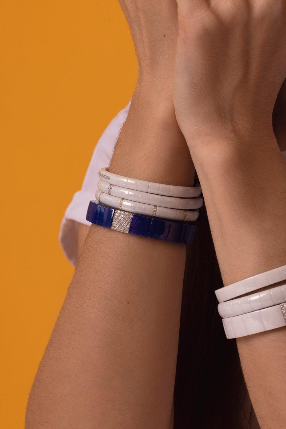 ROBERTO DEMEGLIO-Pura White Ceramic Stretch Bracelet-WHITE GOLD