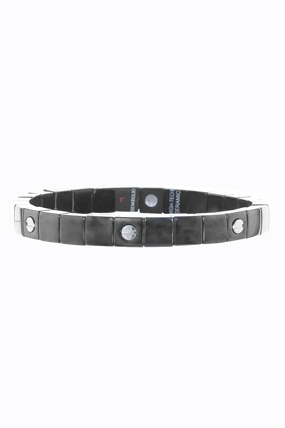 Screw Black Ceramic Stretch Scacco Vite Bracelet-WHITE GOLD-JEWELRYFINE JEWELBRACELET O-ROBERTO DEMEGLIO