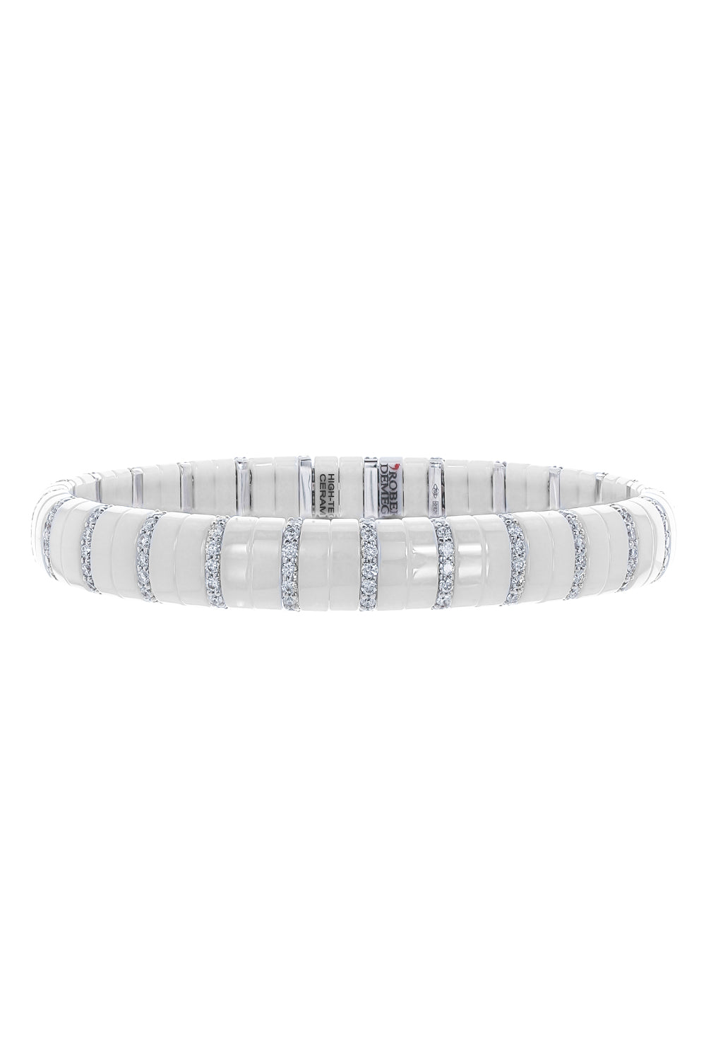 White Ceramic Diamond Bar Pura Bracelet-WHITE GOLD-JEWELRYFINE JEWELBRACELET O-ROBERTO DEMEGLIO