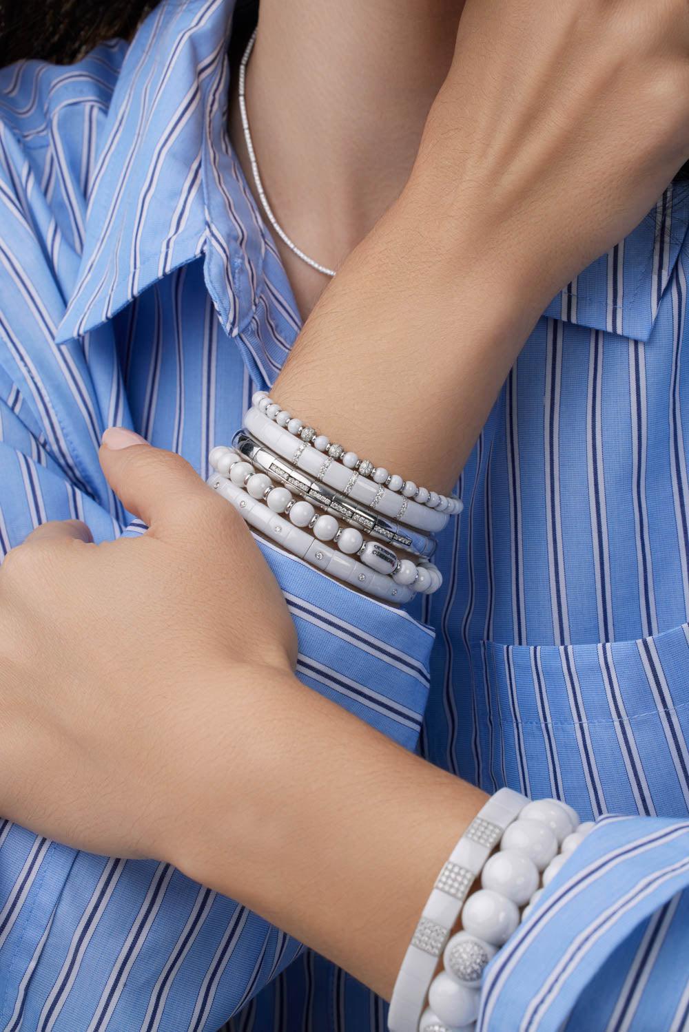 White Ceramic Diamond Sfrea Bracelet-WHITE GOLD-JEWELRYFINE JEWELBRACELET O-ROBERTO DEMEGLIO
