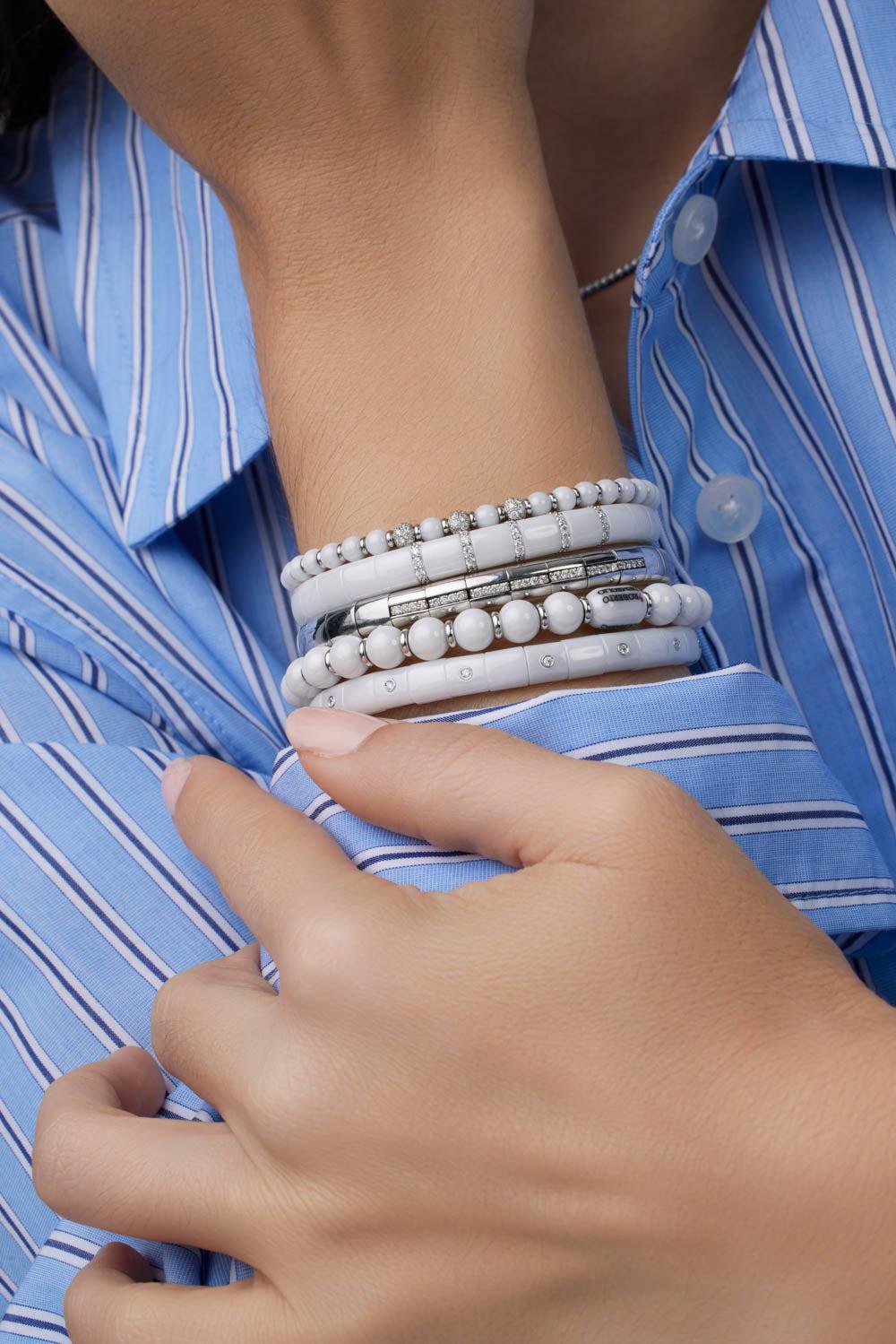 White Ceramic Diamond Sfrea Bracelet-WHITE GOLD-JEWELRYFINE JEWELBRACELET O-ROBERTO DEMEGLIO