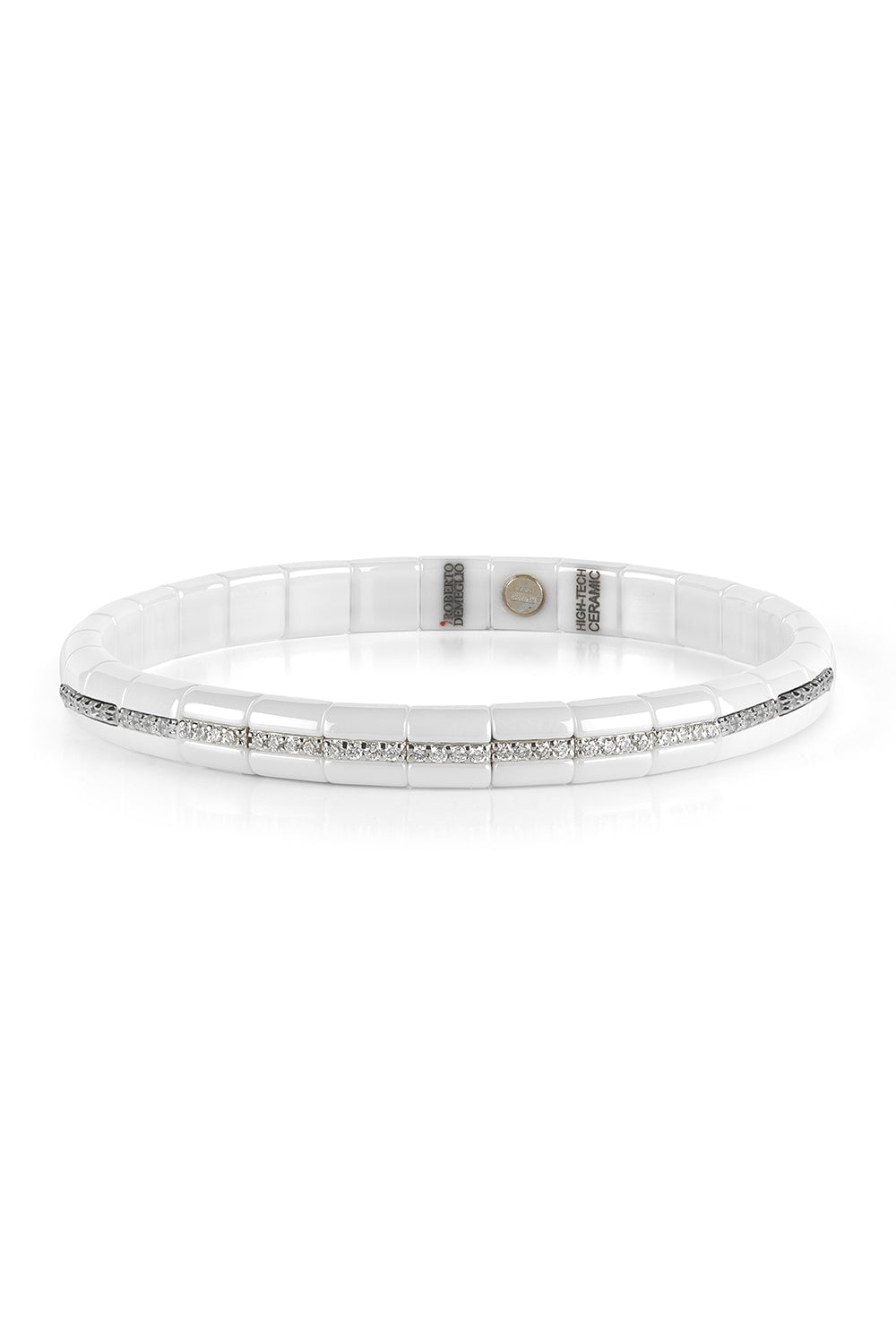 ROBERTO DEMEGLIO-White Ceramic Eternity Pura Stretch Bracelet-WHITE GOLD